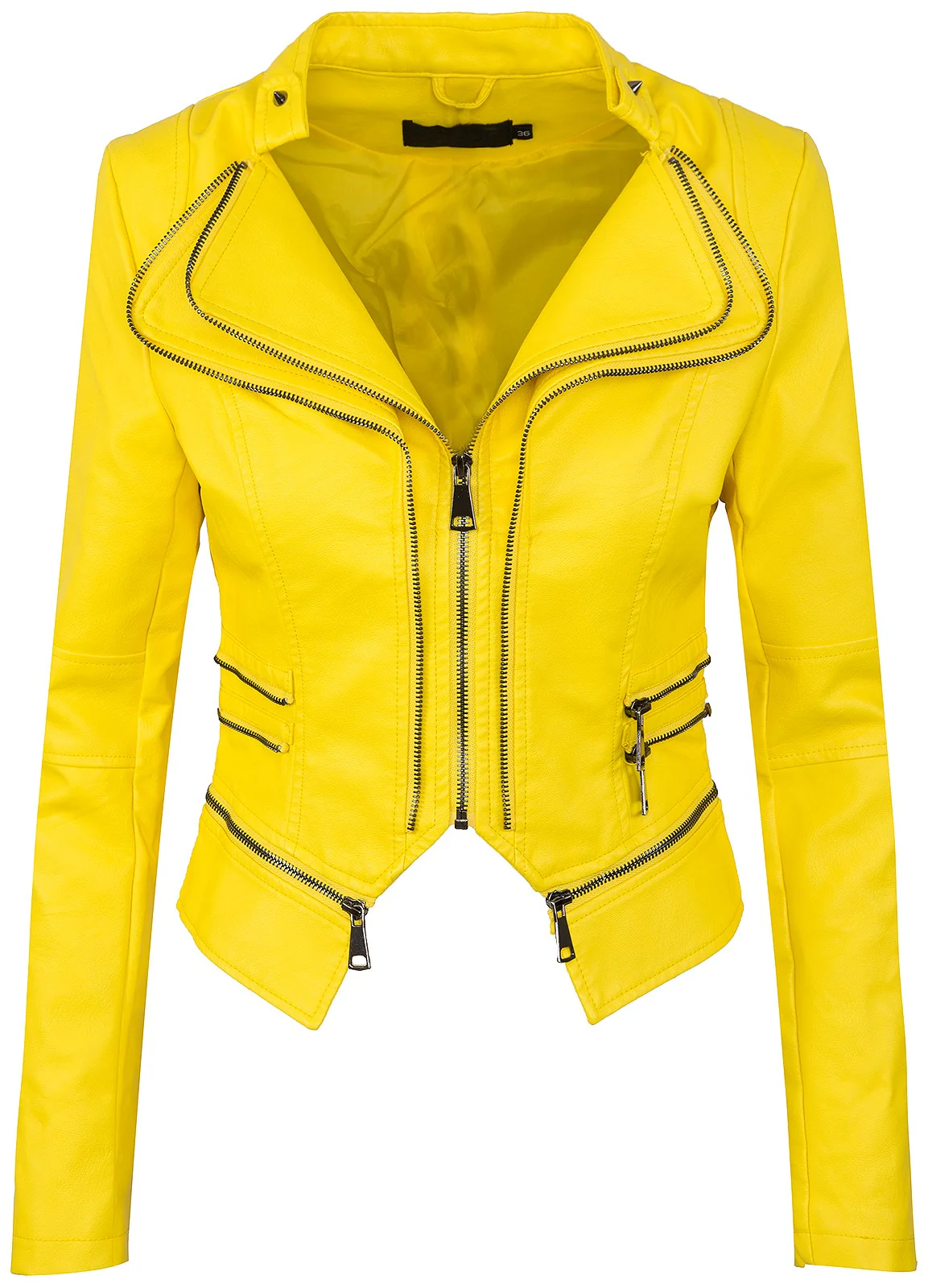 Damen Kunstlederjacke mit Wasserfallkragen D-212 - Image 4
