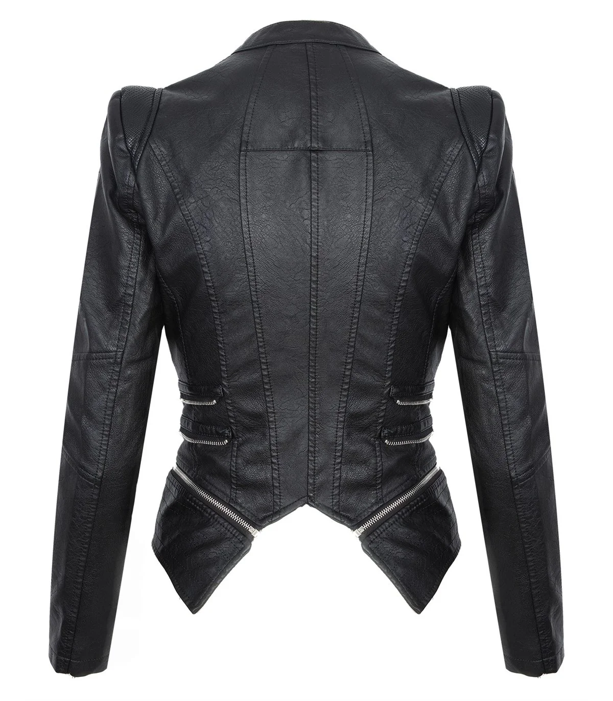 Damen Kunstlederjacke mit Wasserfallkragen D-311 - Image 3