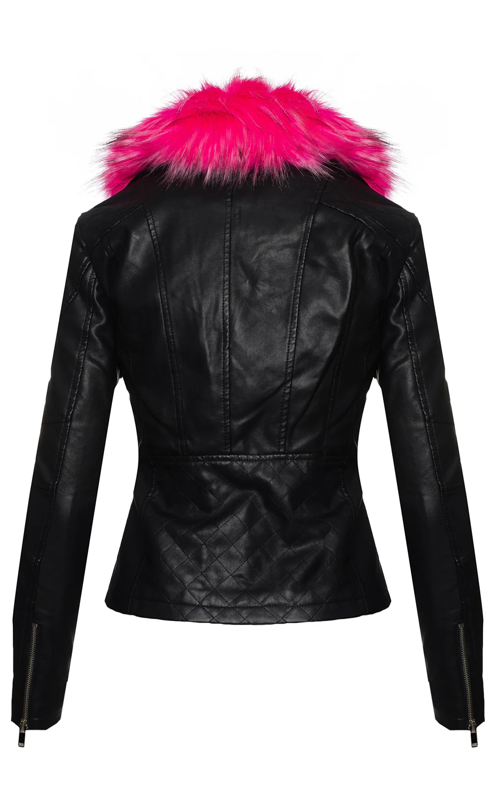 Damen Kunstlederjacke mit XXL Kunstfellkragen D-221 - Image 5