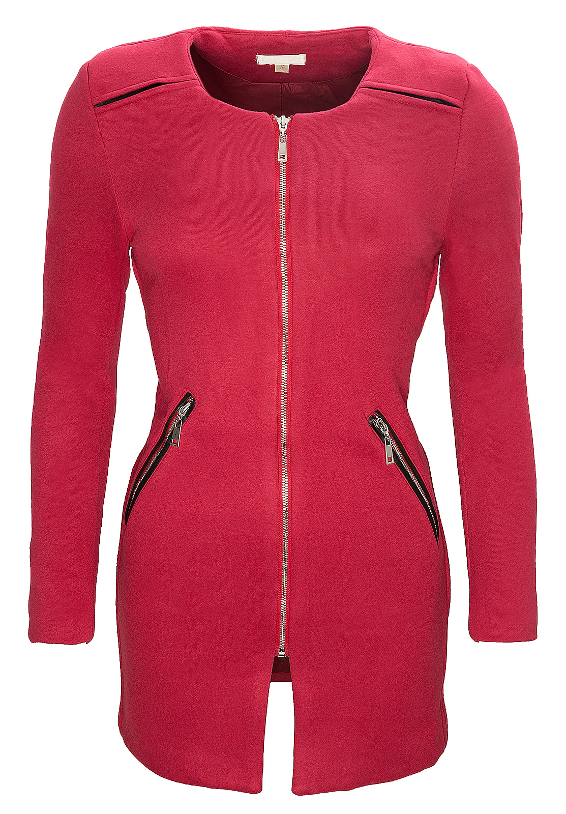 Damen Mantel Übergangsjacke Rundhalsausschnitt D-131