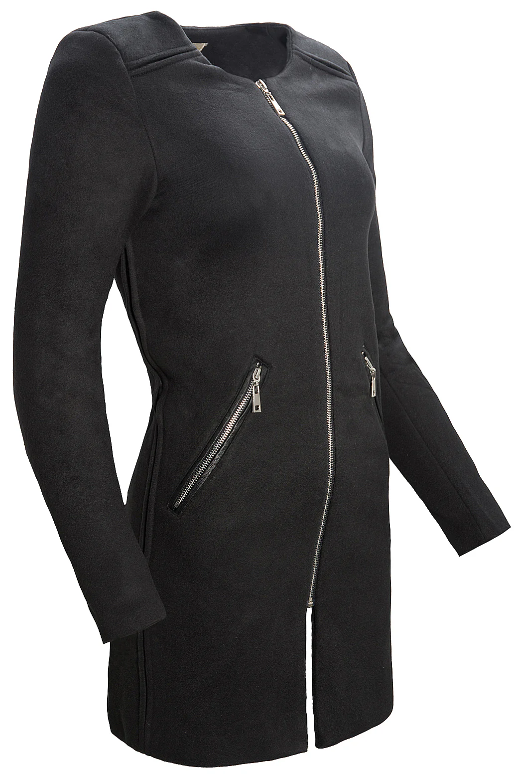 Damen Mantel Übergangsjacke Rundhalsausschnitt D-131 - Image 5