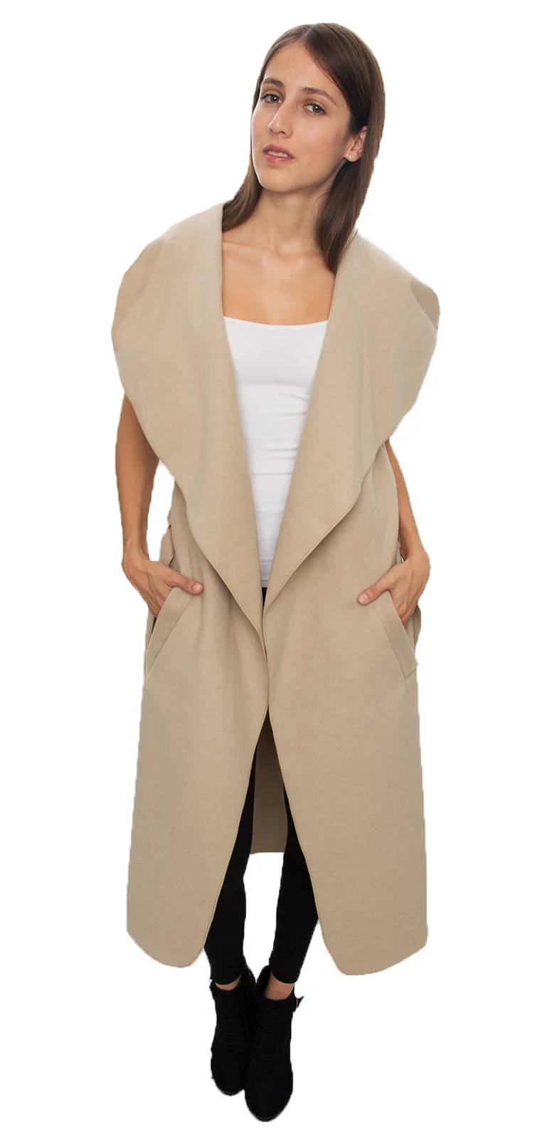 Damen Mantel Wasserfall Kragen Blogger One Size D-58