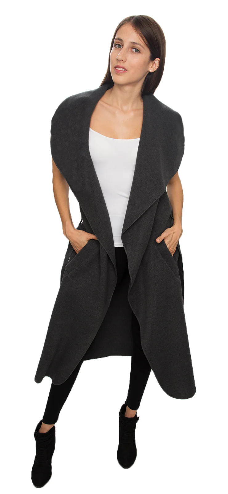 Damen Mantel Wasserfall Kragen Blogger One Size D-58 - Image 11