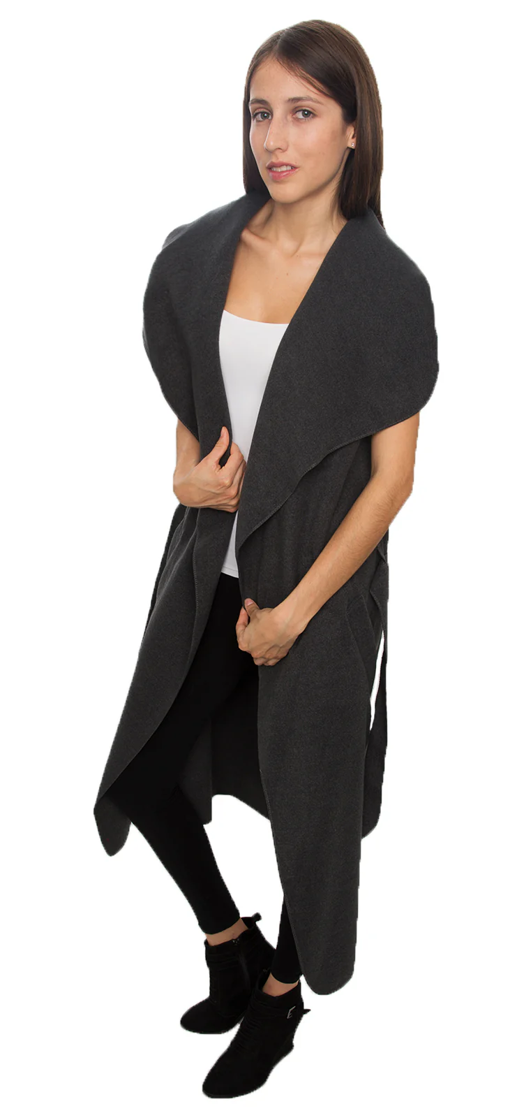 Damen Mantel Wasserfall Kragen Blogger One Size D-58 - Image 12