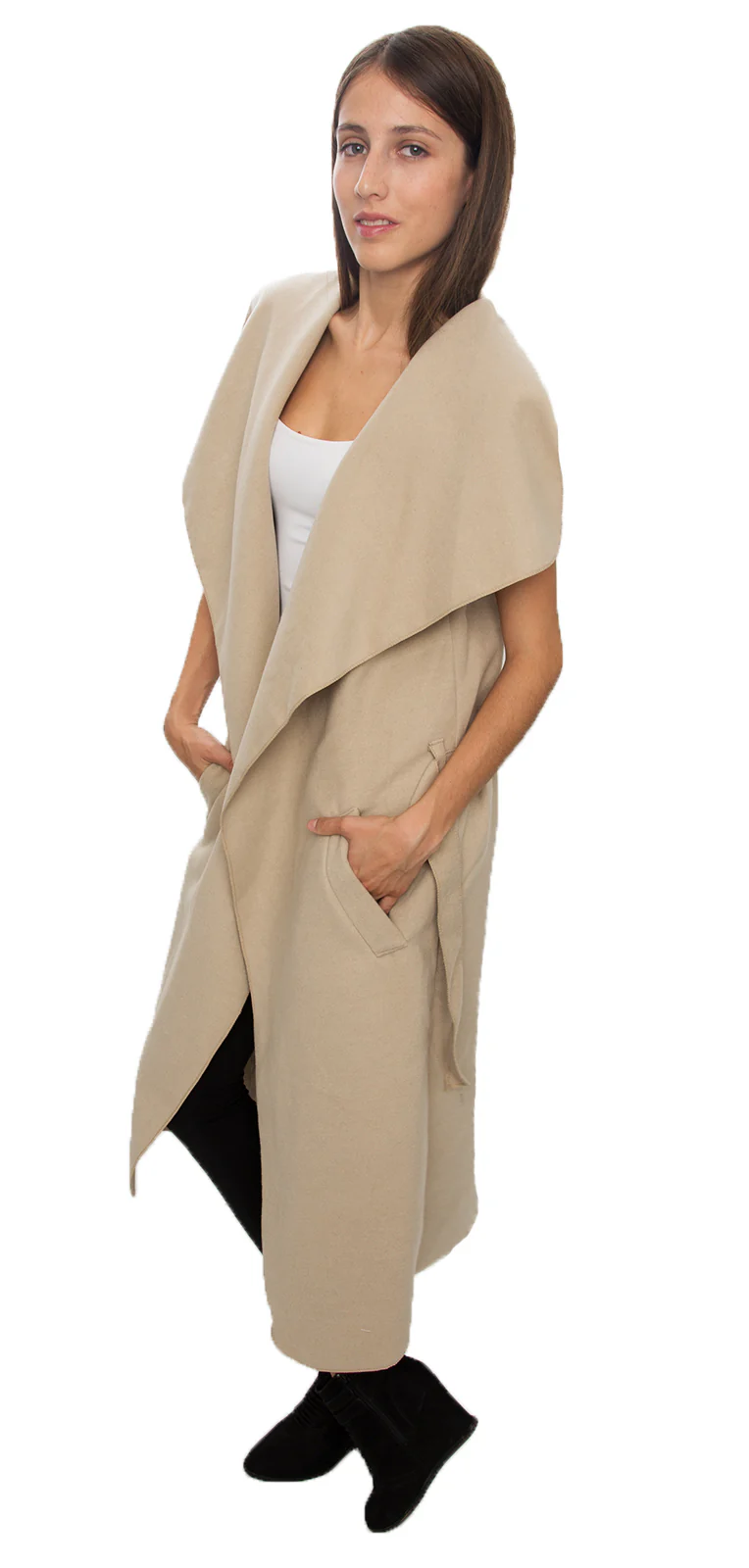 Damen Mantel Wasserfall Kragen Blogger One Size D-58 - Image 2