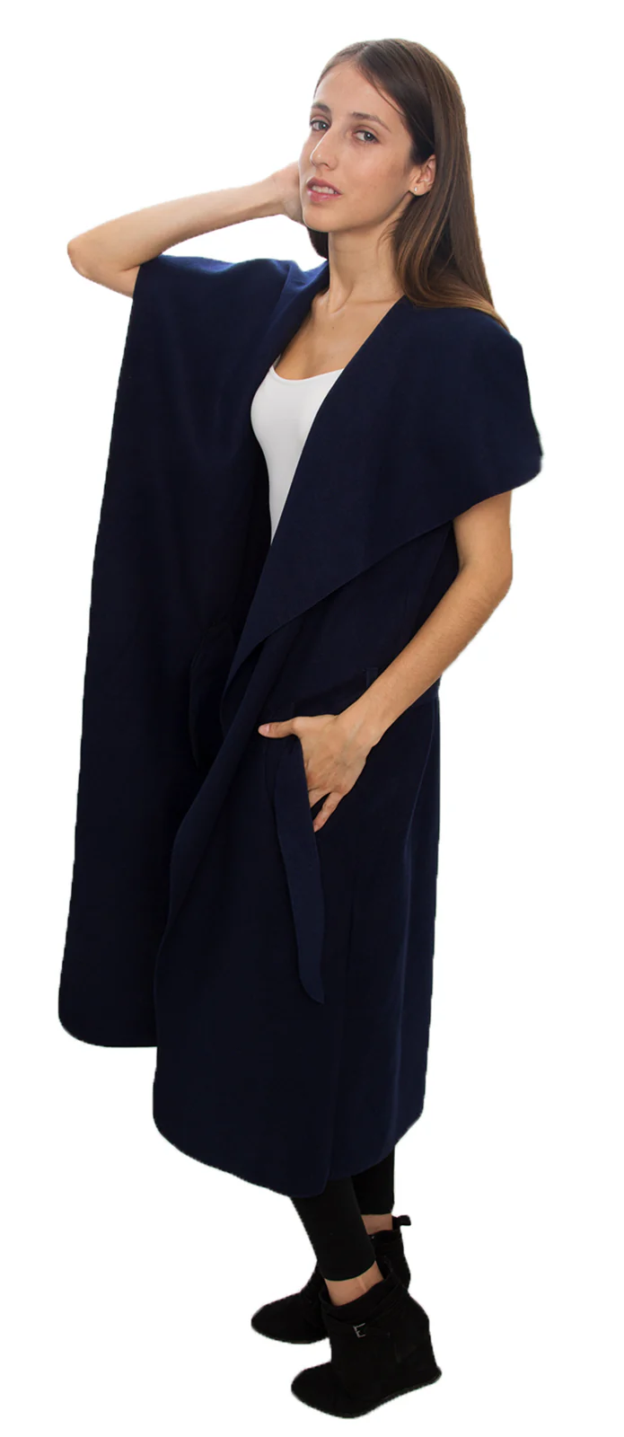 Damen Mantel Wasserfall Kragen Blogger One Size D-58 - Image 22