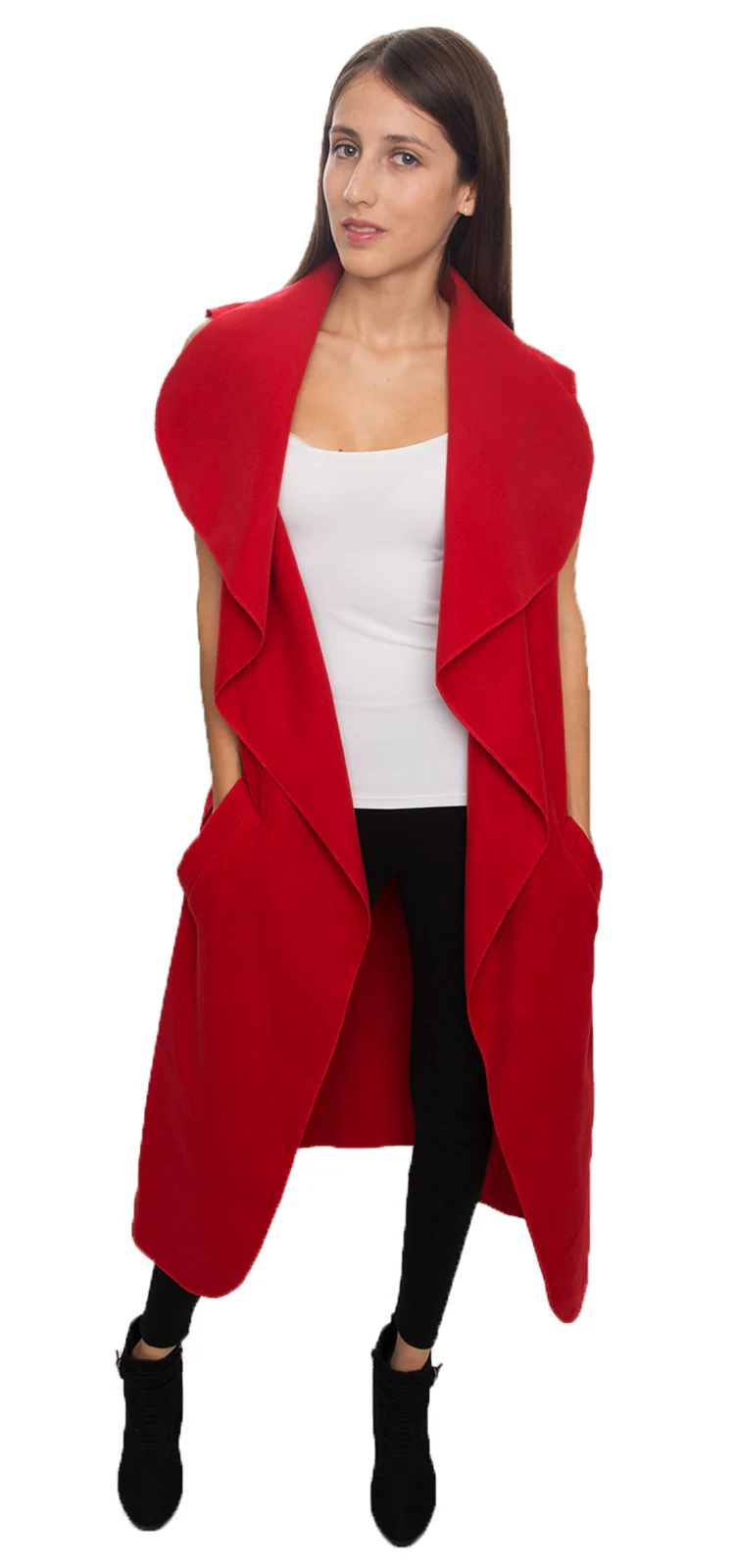 Damen Mantel Wasserfall Kragen Blogger One Size D-58 - Image 24