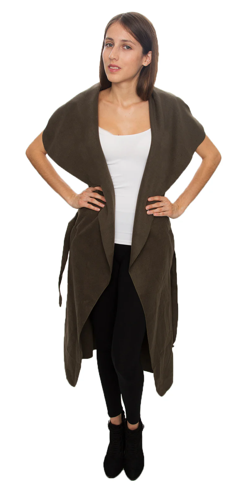 Damen Mantel Wasserfall Kragen Blogger One Size D-58 - Image 3
