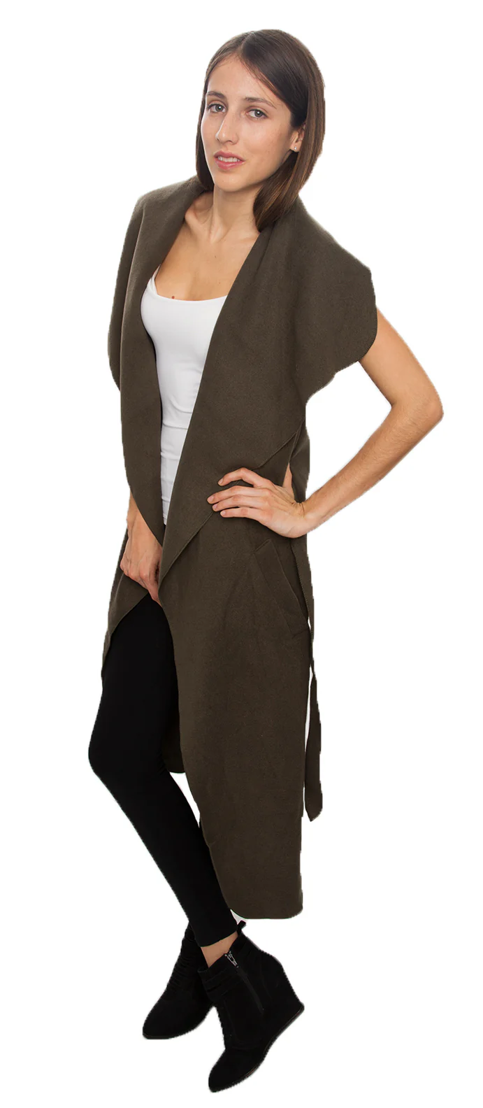 Damen Mantel Wasserfall Kragen Blogger One Size D-58 - Image 4