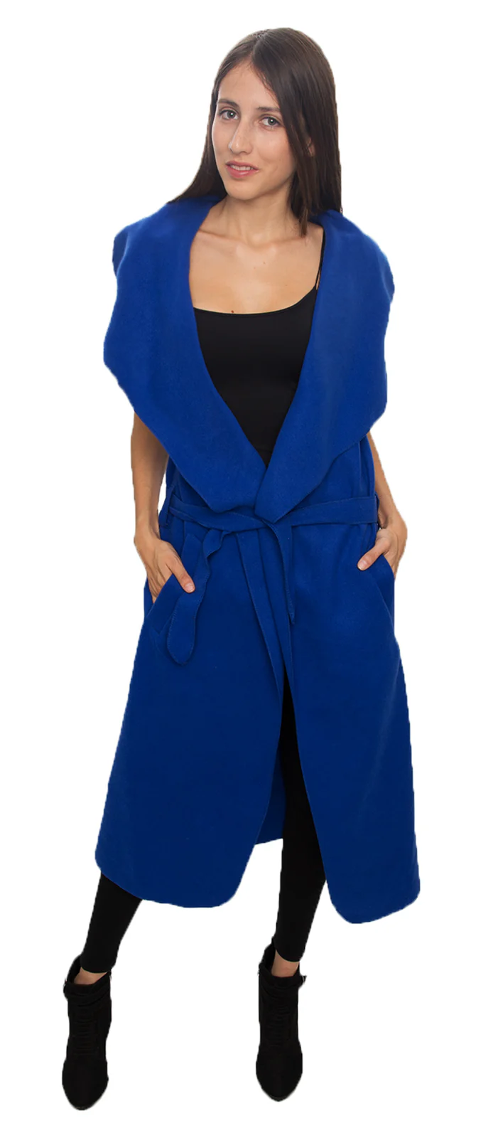 Damen Mantel Wasserfall Kragen Blogger One Size D-58 - Image 5