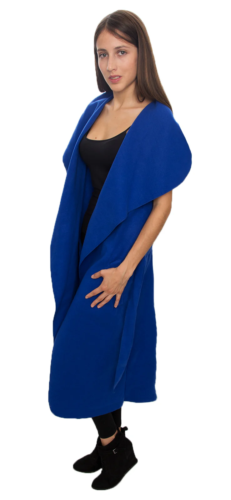 Damen Mantel Wasserfall Kragen Blogger One Size D-58 - Image 6