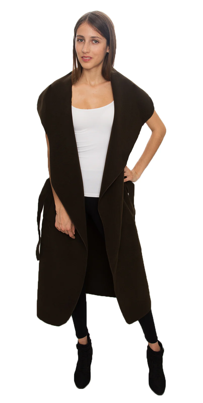 Damen Mantel Wasserfall Kragen Blogger One Size D-58 - Image 9