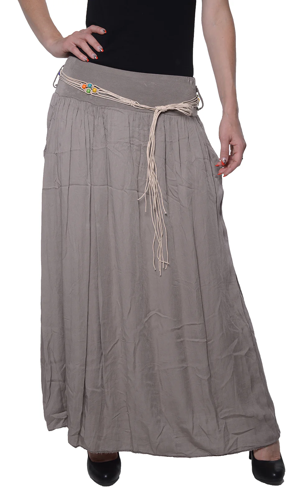 Damen Maxirock mit Gürtel Damenrock D-45