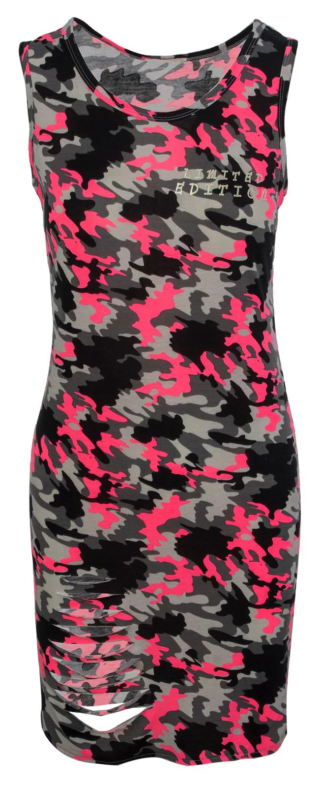 Damen Midikleid Sommer Kleid Camouflage Pink D-332