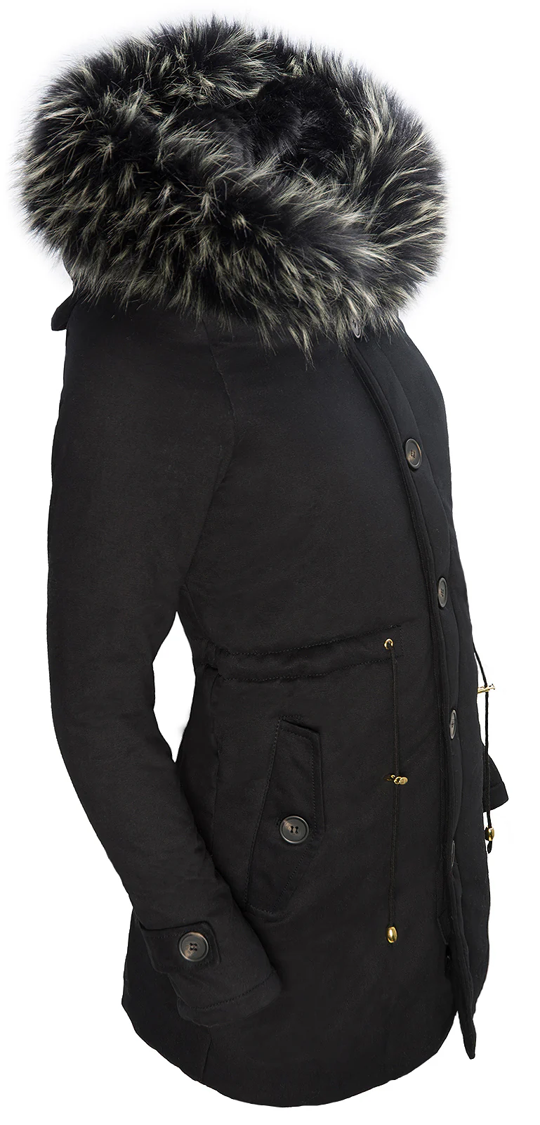 Damen Parka Winter Jacke mit XXL-Kunstfellkragen D-123 - Image 5