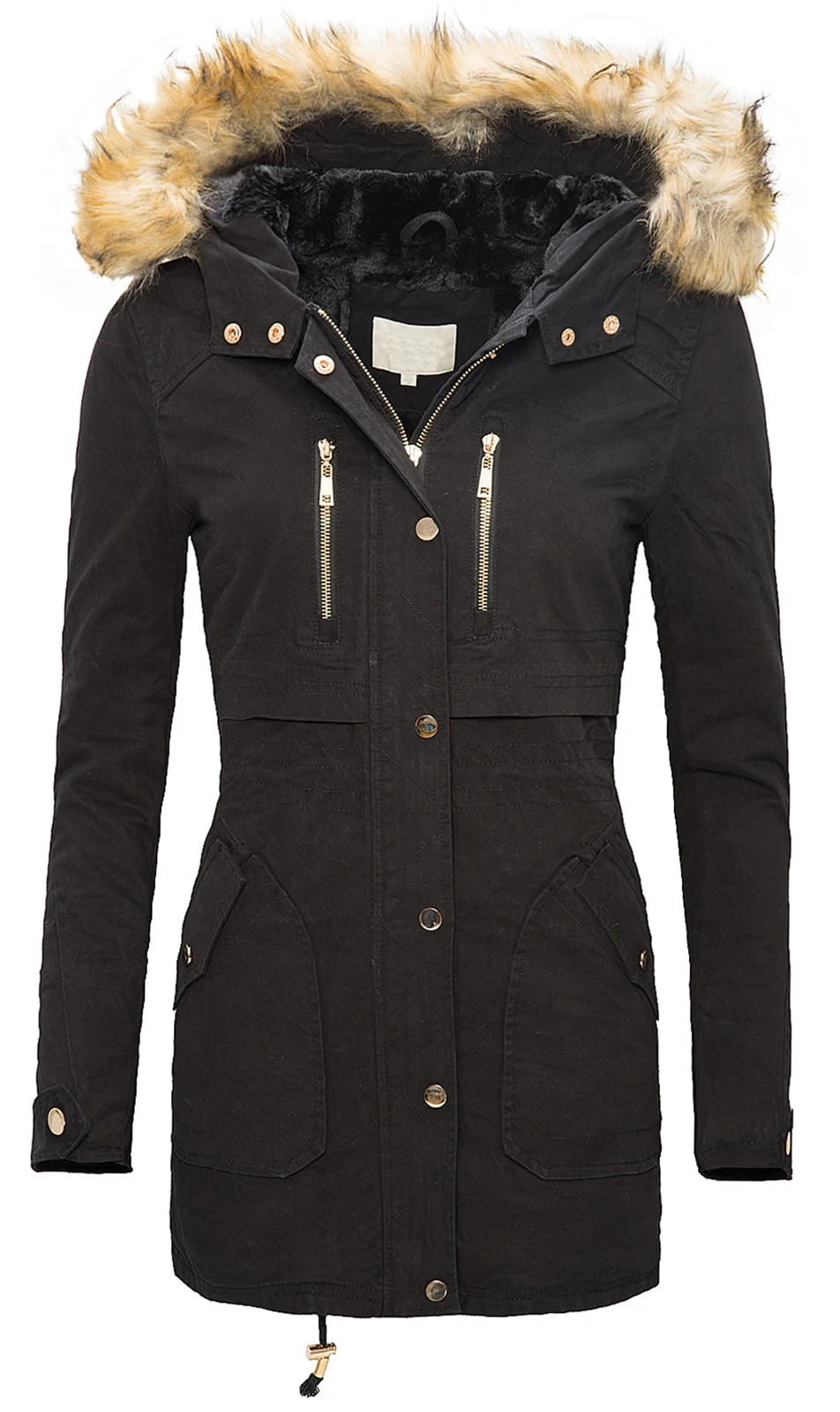 Damen Parka Winterjacke mit Kunstfellkragen D-105 - Image 3