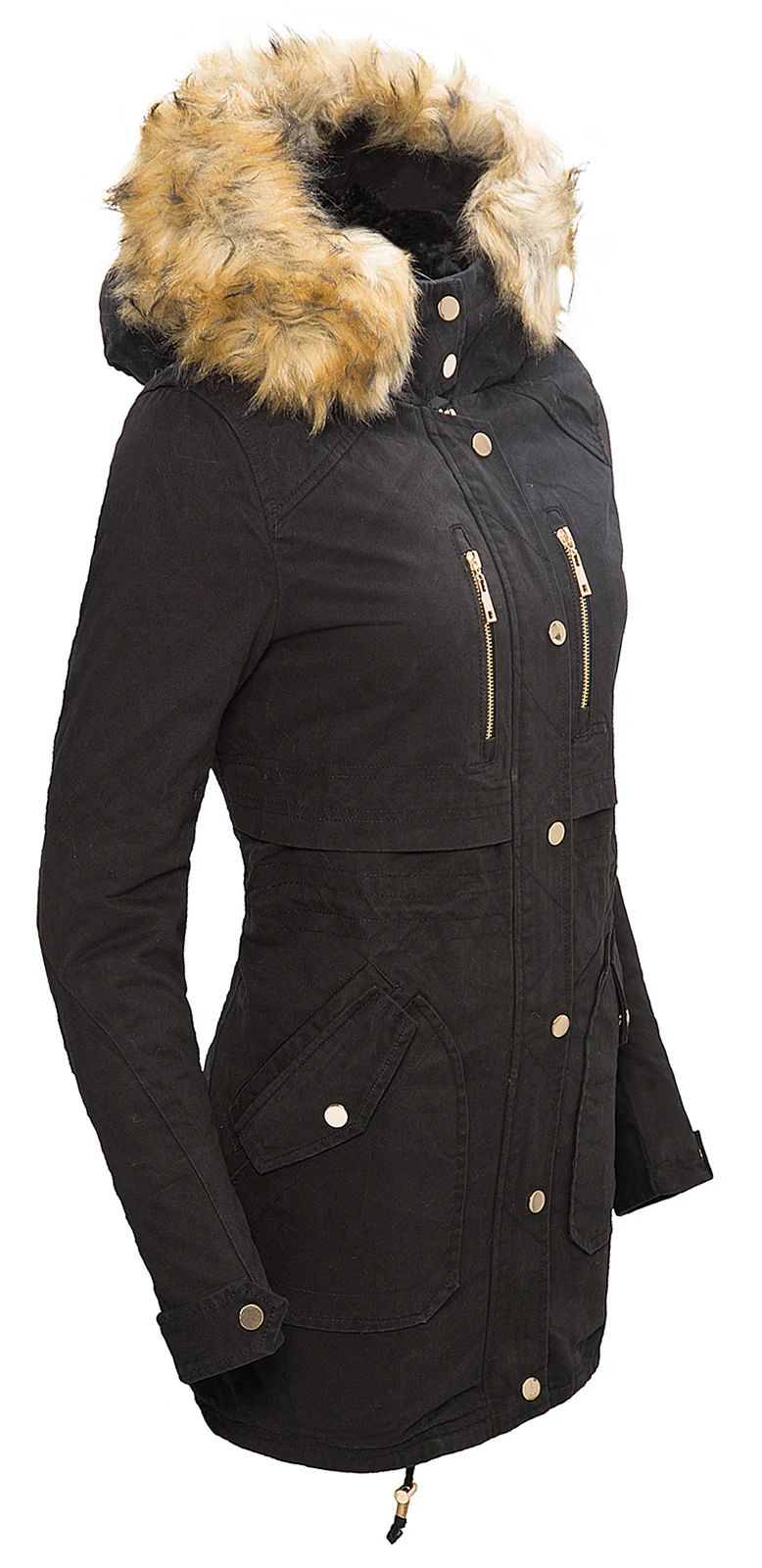 Damen Parka Winterjacke mit Kunstfellkragen D-105 - Image 4