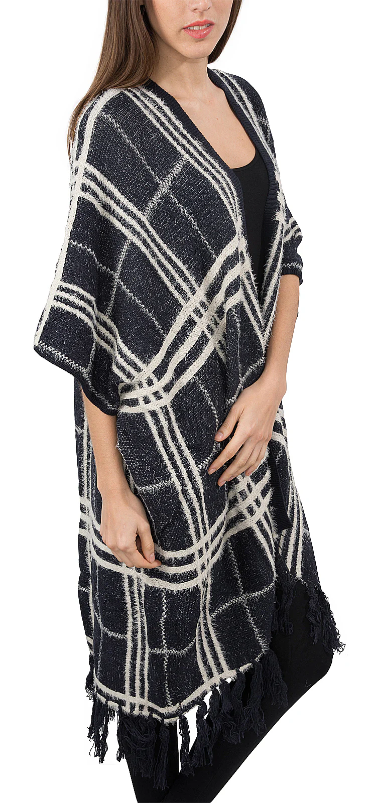 Damen Strick Poncho Cape Strickjacke D-176 - Image 2