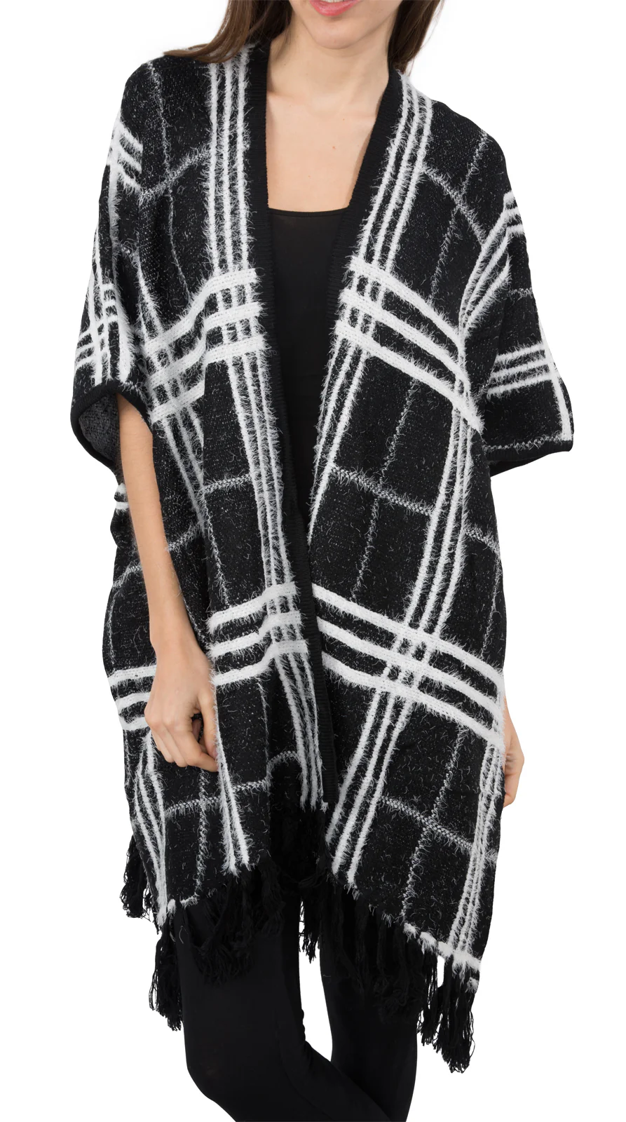 Damen Strick Poncho Cape Strickjacke D-176 - Image 5