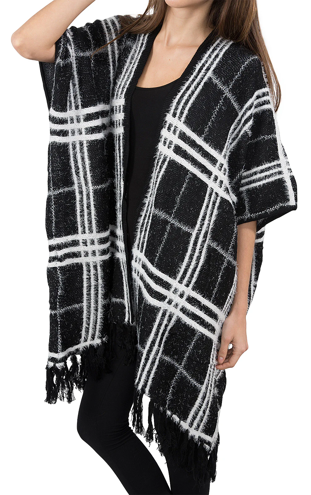 Damen Strick Poncho Cape Strickjacke D-176 - Image 6