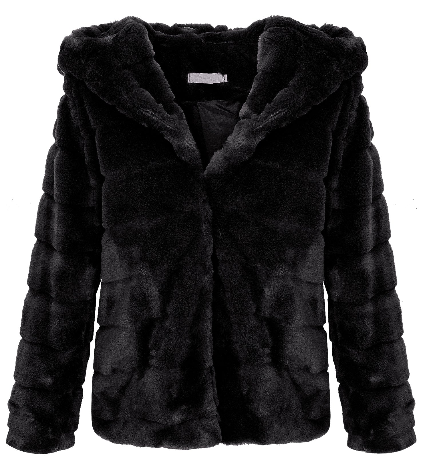 Damen Teddyfell Jacke Fleecejacke mit Kapuze D-384