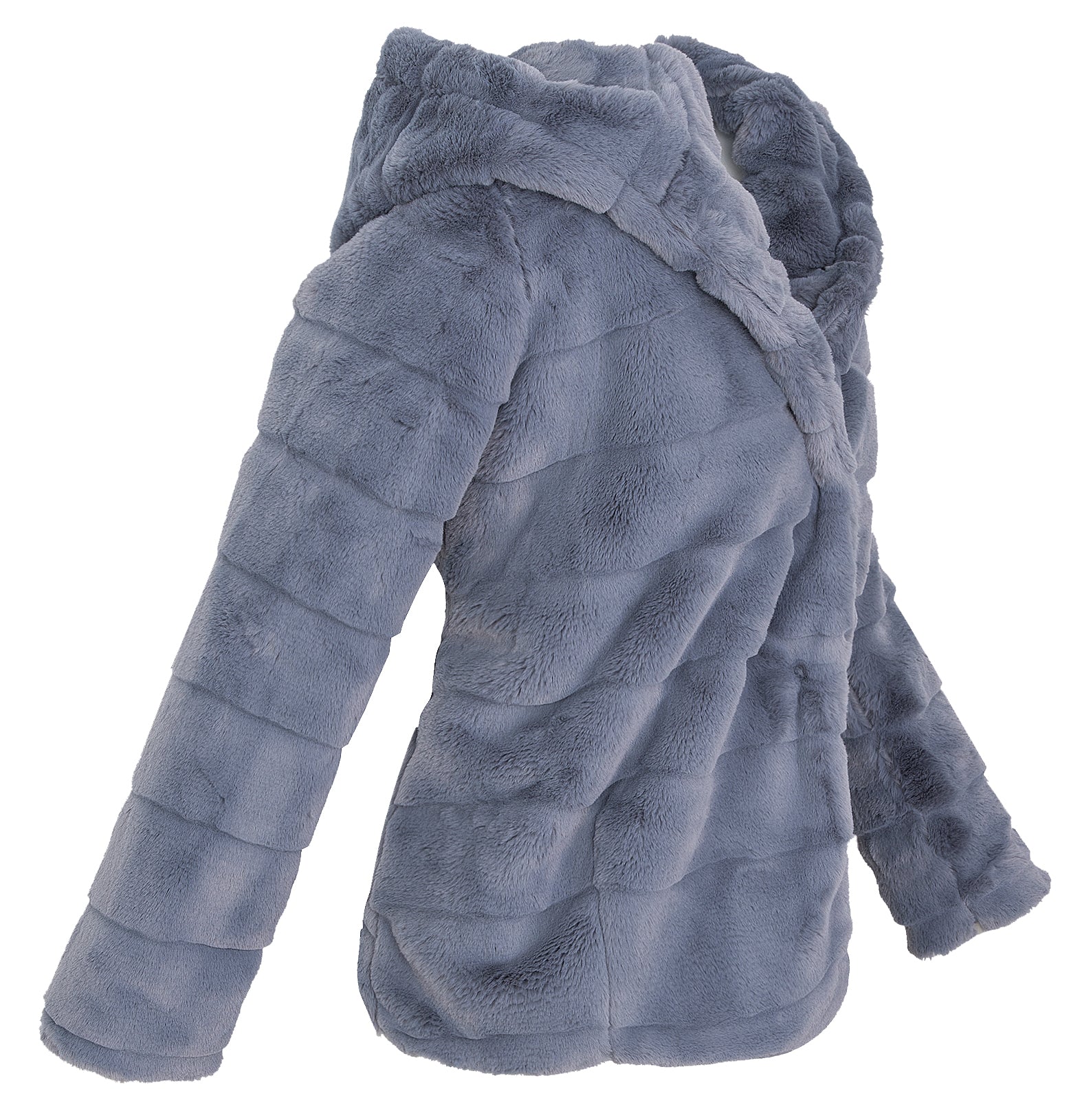 Damen Teddyfell Jacke Fleecejacke mit Kapuze D-384 - Image 3