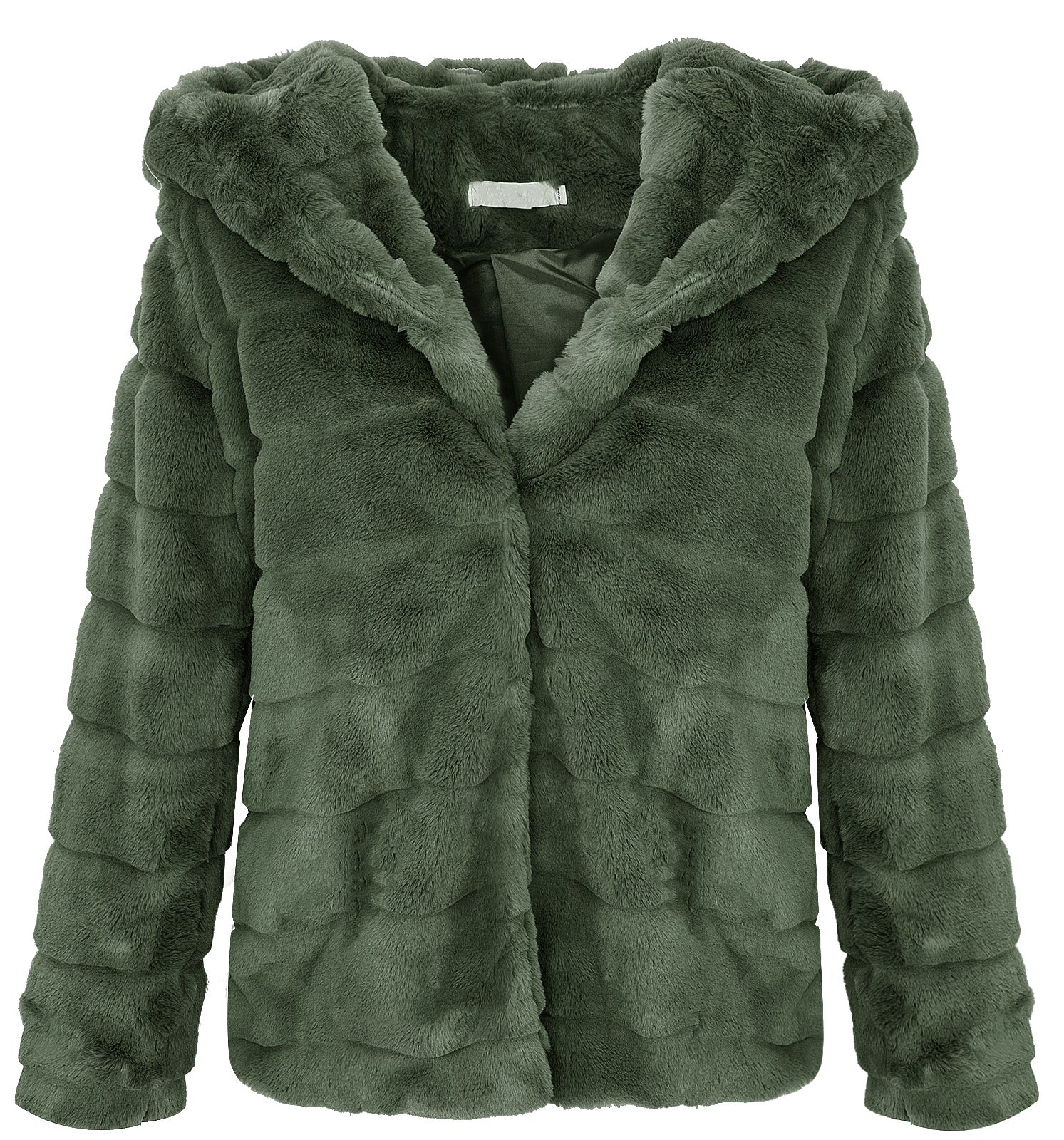 Damen Teddyfell Jacke Fleecejacke mit Kapuze D-384 - Image 5