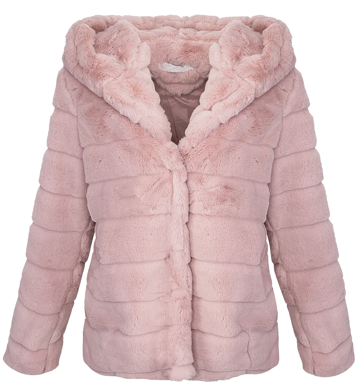 Damen Teddyfell Jacke Fleecejacke mit Kapuze D-384 - Image 6