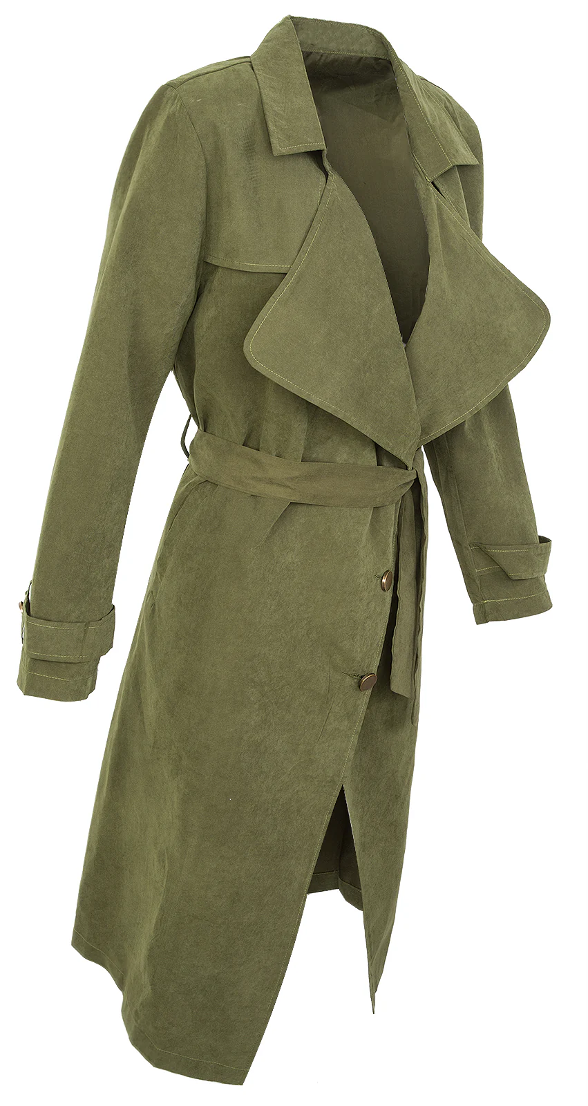 Damen Trenchcoat Mantel mit Wasserfallkragen D-302 - Image 4