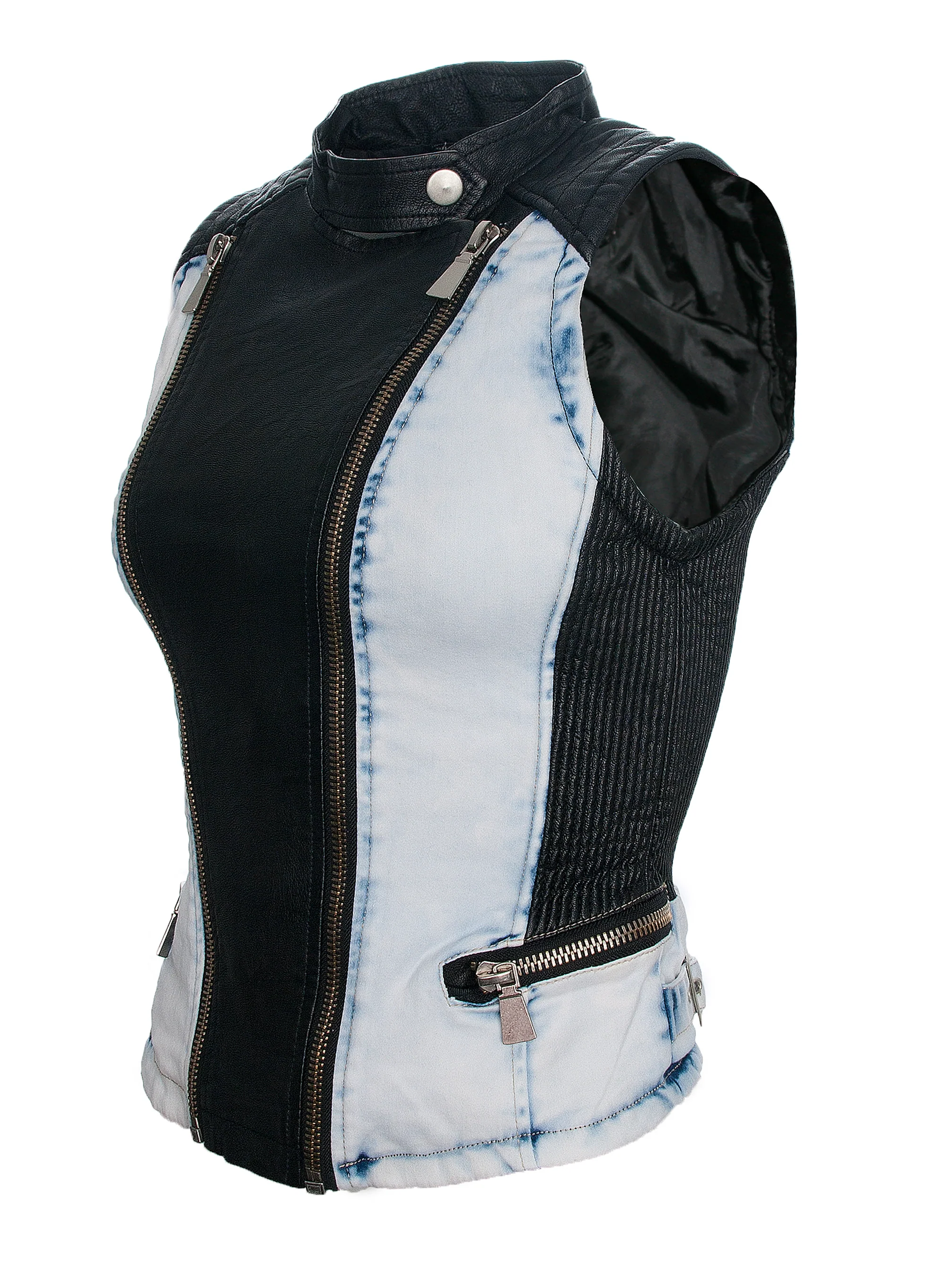 Damen Weste Kunstlederweste Jeansweste D-24 - Image 2