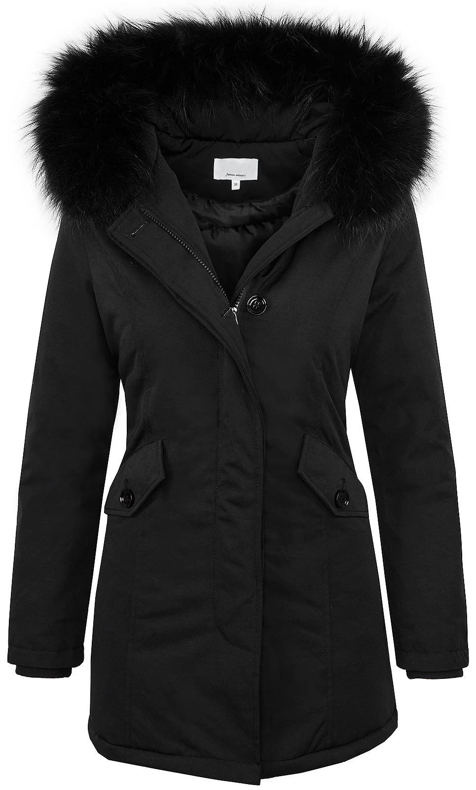 Damen Winter Jacke Parka Echtpelz D-218