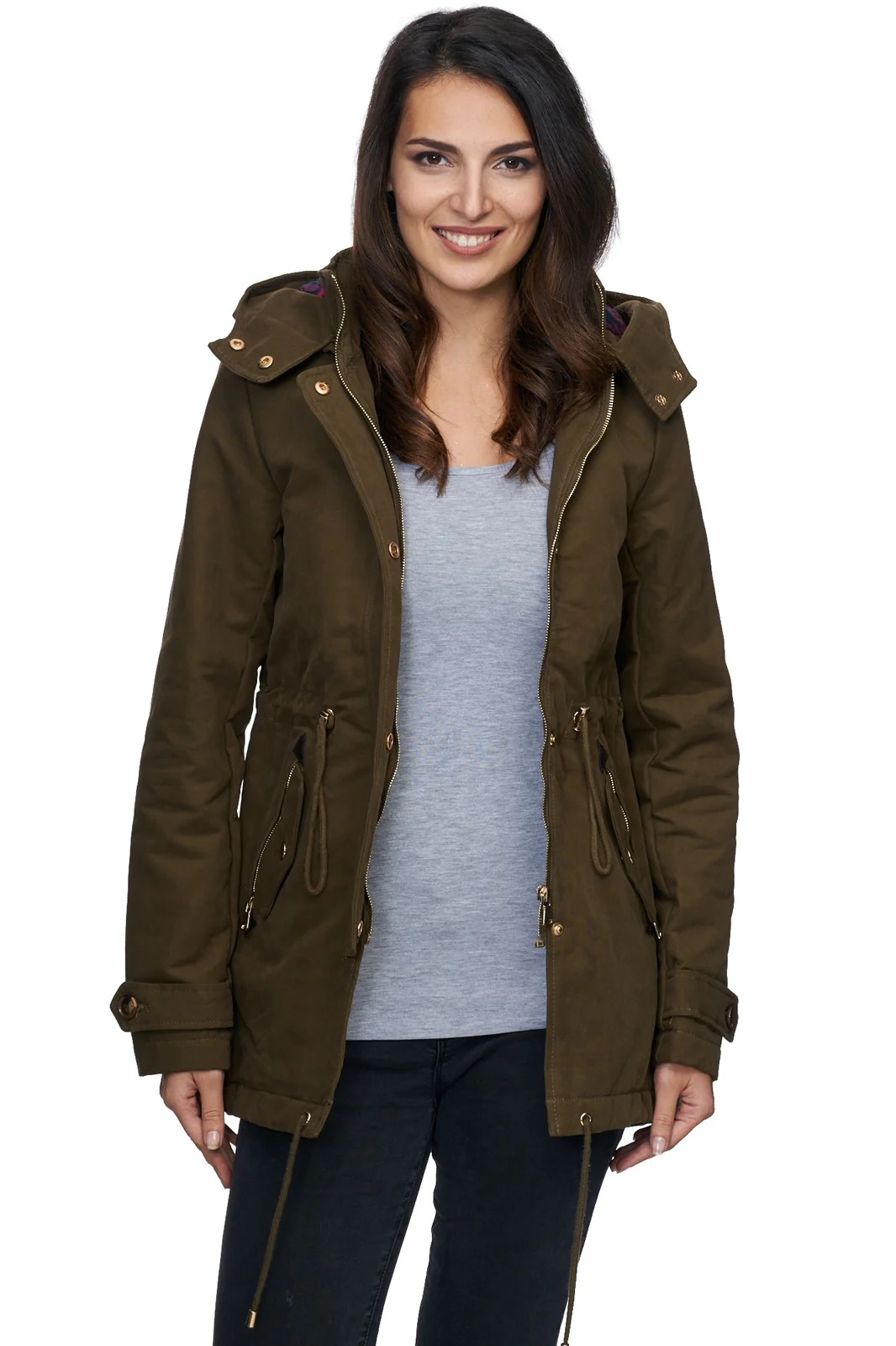 Damen Winter Jacke Parka mit Kapuze D-237