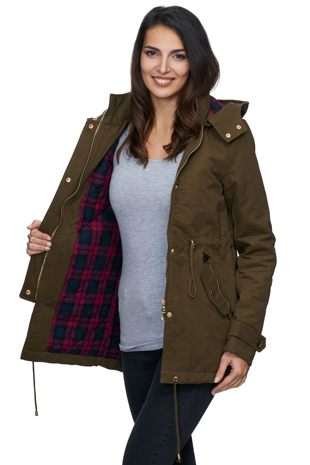 Damen Winter Jacke Parka mit Kapuze D-237 - Image 3