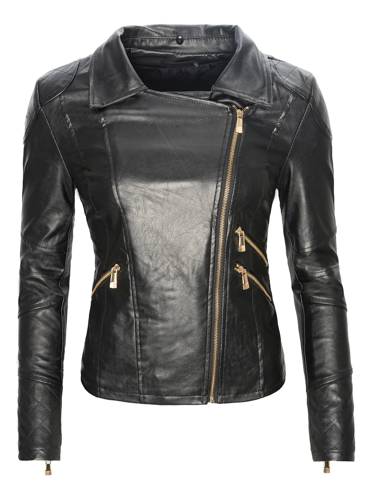 Damen Winter Kunstlederjacke mit Kunstfellkragen D-119 - Image 2