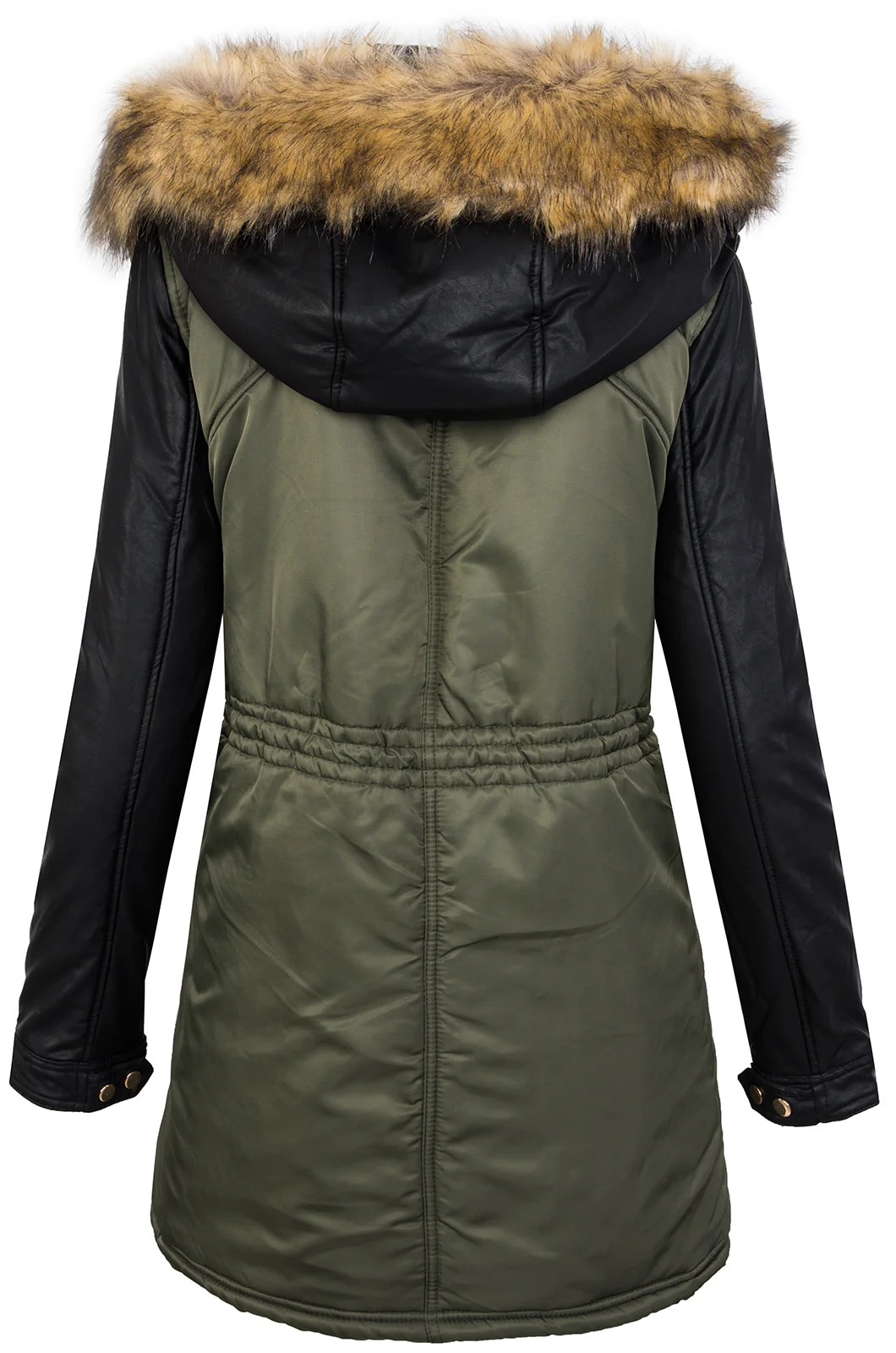 Damen Winter Mantel mit Kunstlederärmel D-257 - Image 3