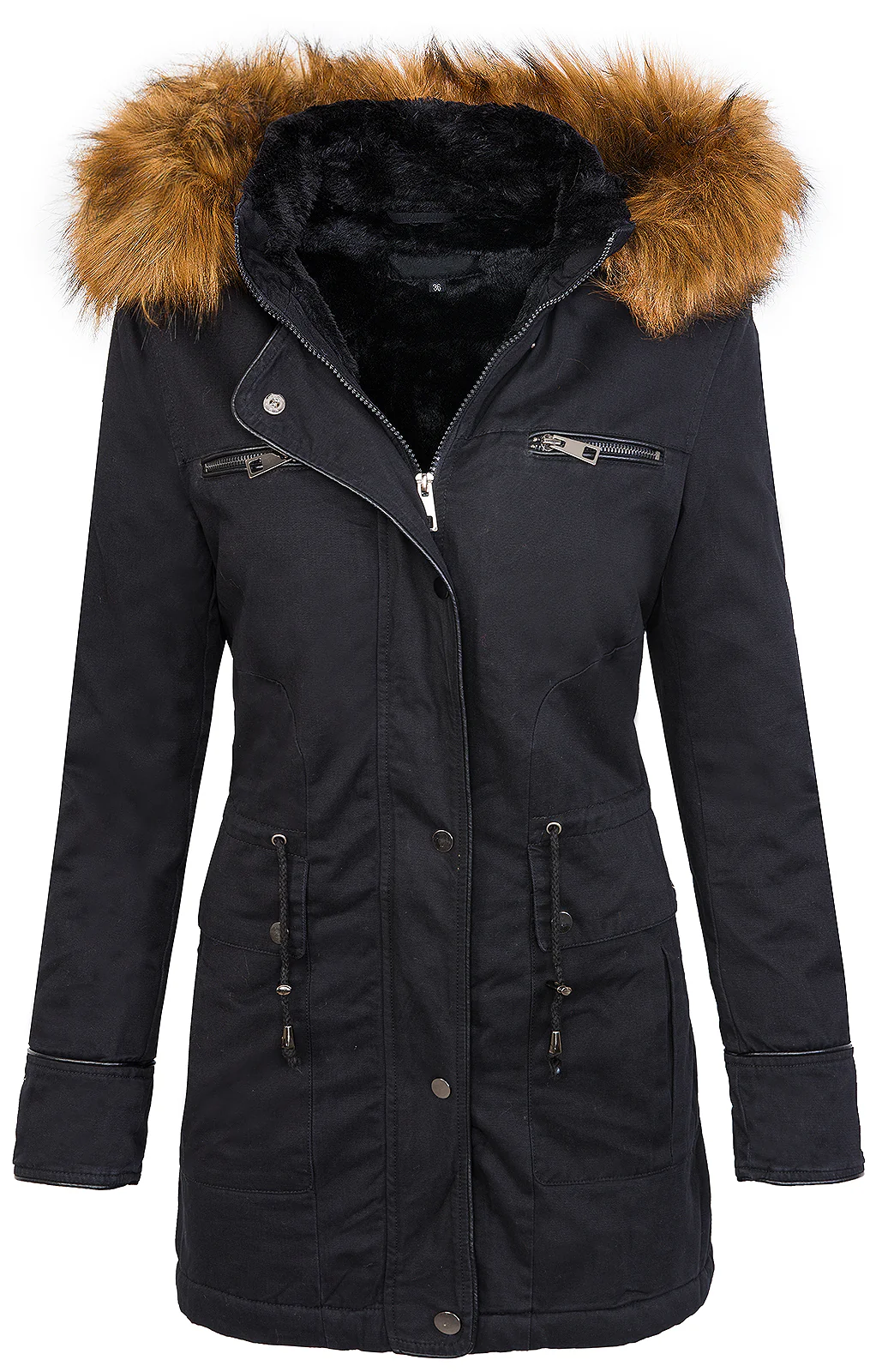 Damen Winter Parka mit Kapuze Kunstfellkragen D-214 - Image 7