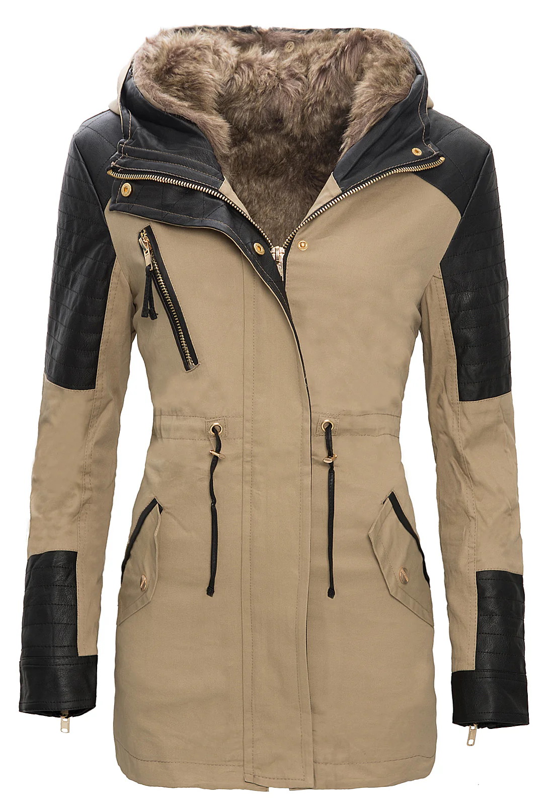 Damen Winter Parka mit Teddyfell-Futter D-88