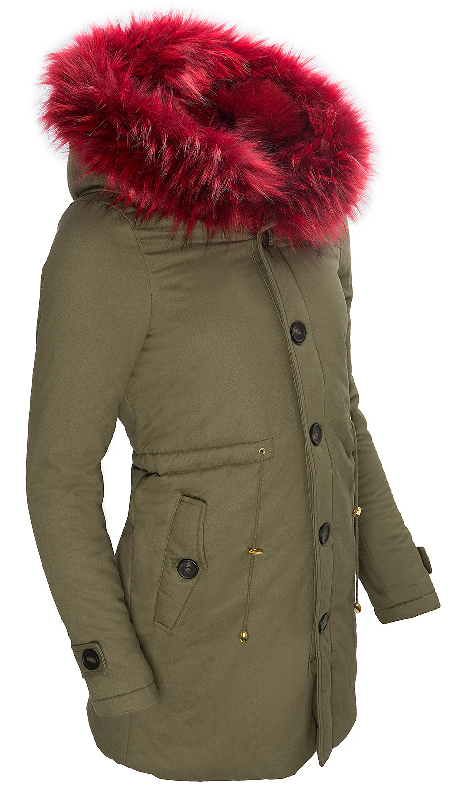 Damen Winter Parka mit XXL-Kunstfellkragen D-122 - Image 3