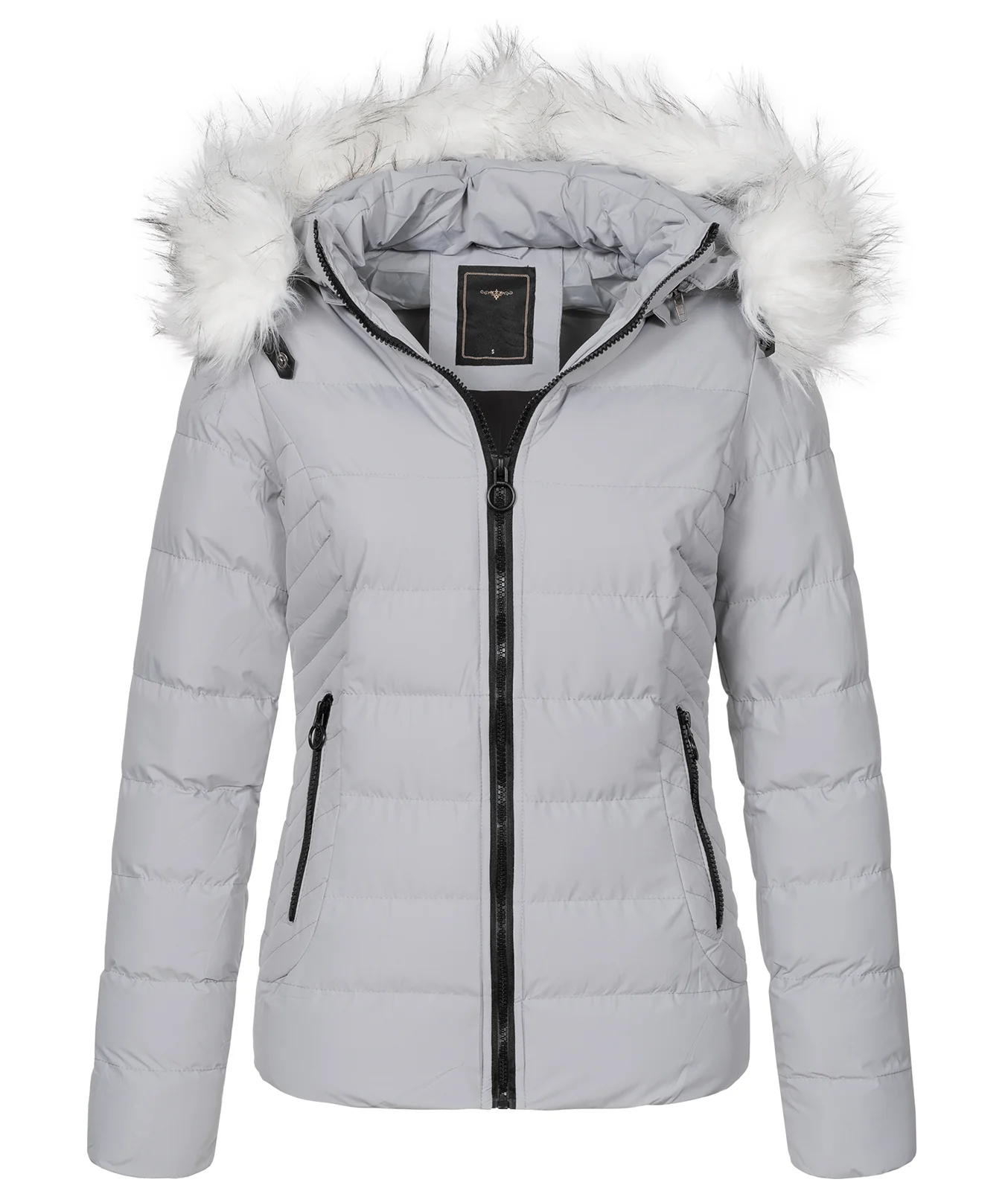 Damen Winter Steppjacke mit Kunstfellkragen D-453 - Image 14