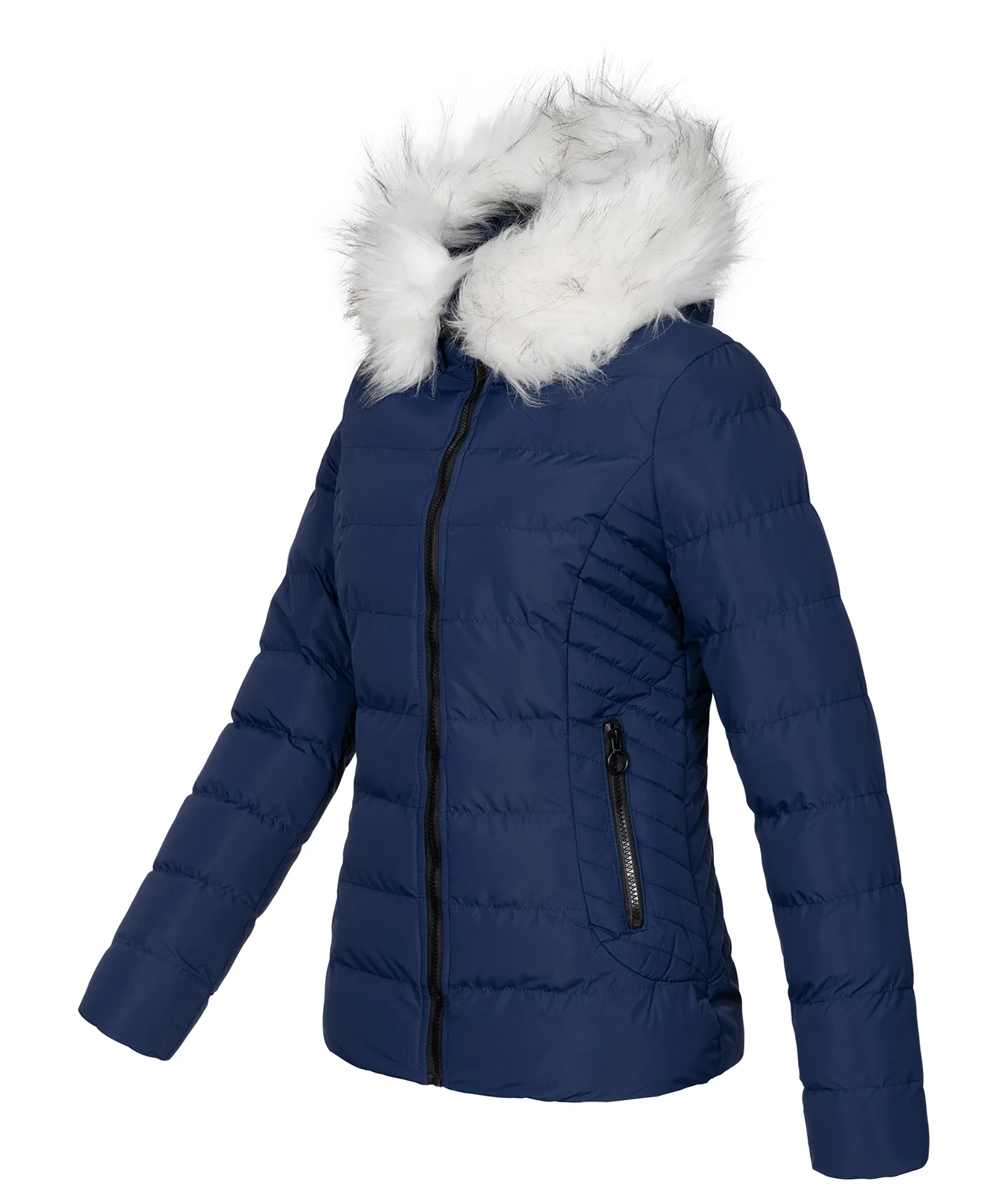 Damen Winter Steppjacke mit Kunstfellkragen D-453 - Image 3