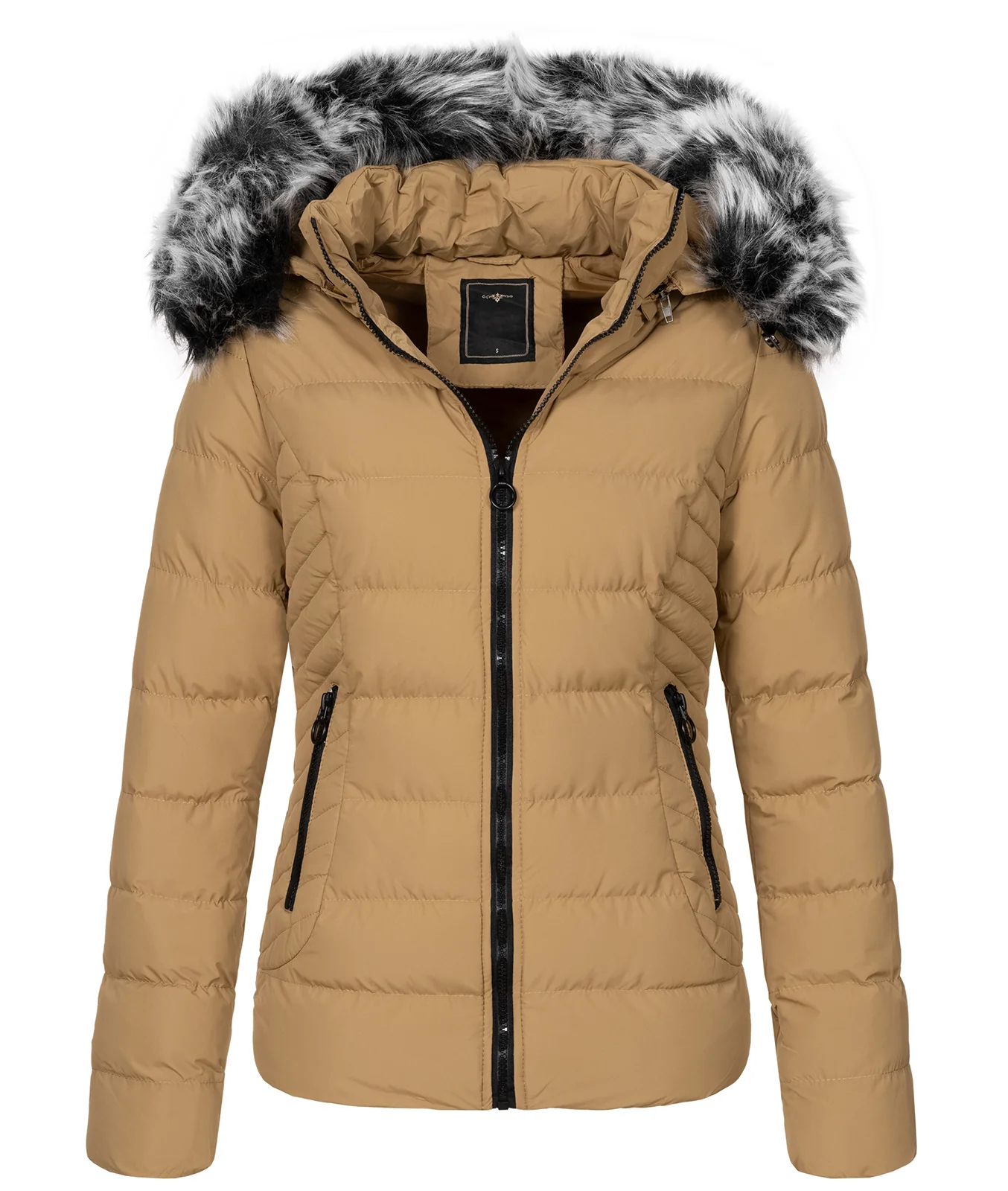 Damen Winter Steppjacke mit Kunstfellkragen D-453 - Image 8