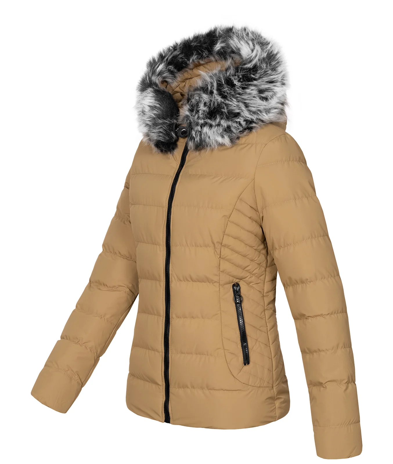 Damen Winter Steppjacke mit Kunstfellkragen D-453 - Image 9