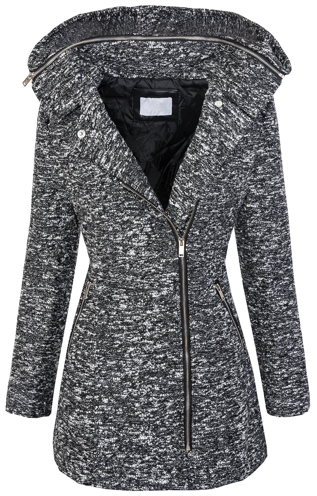 Damen winter wollmantel melierter woll parka D-232