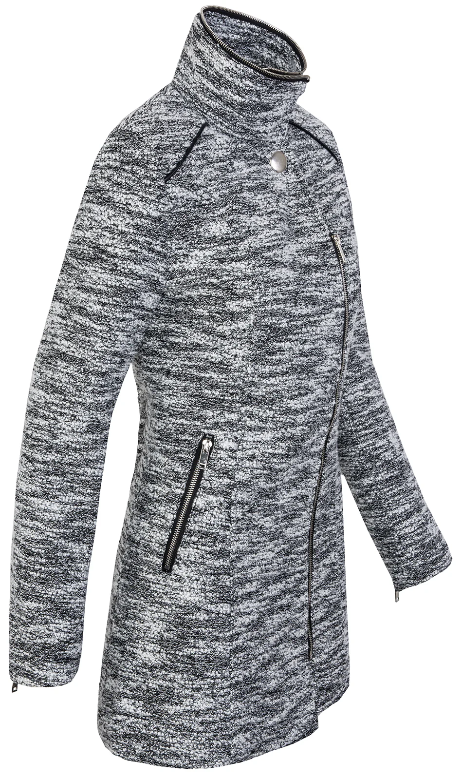 Damen winter wollmantel melierter woll parka D-232 - Image 3