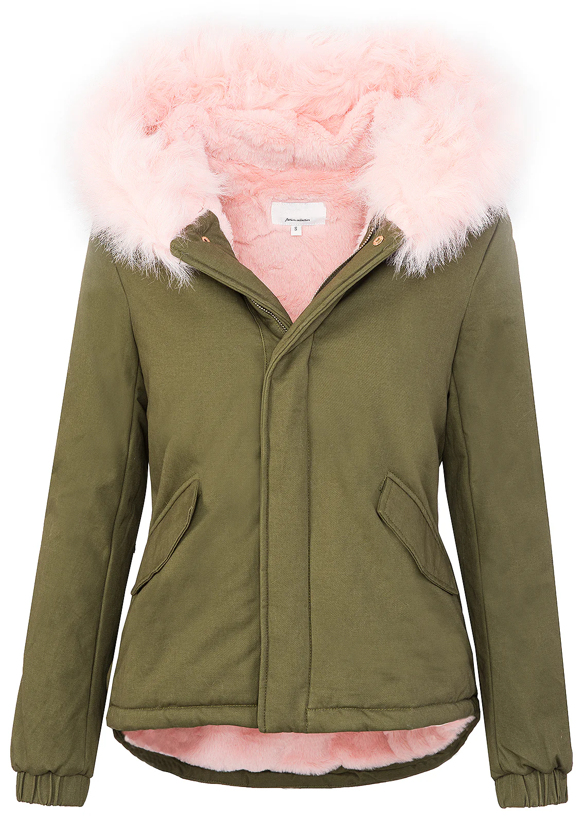 Damen Winterjacke Gefüttert Kapuze mit XXL-Kunstfell D-222