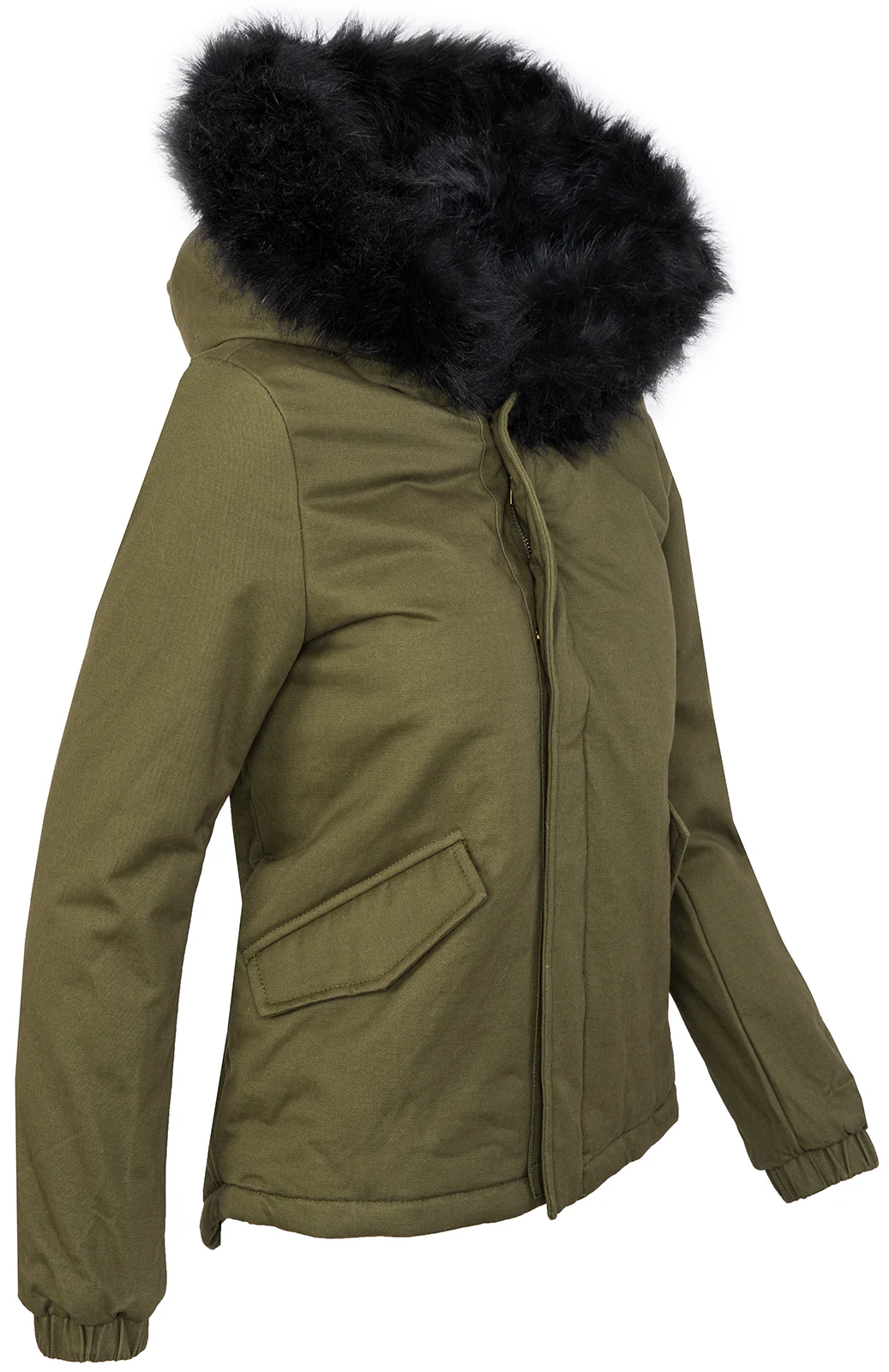 Damen Winterjacke Gefüttert Kapuze mit XXL-Kunstfell D-222 - Image 4