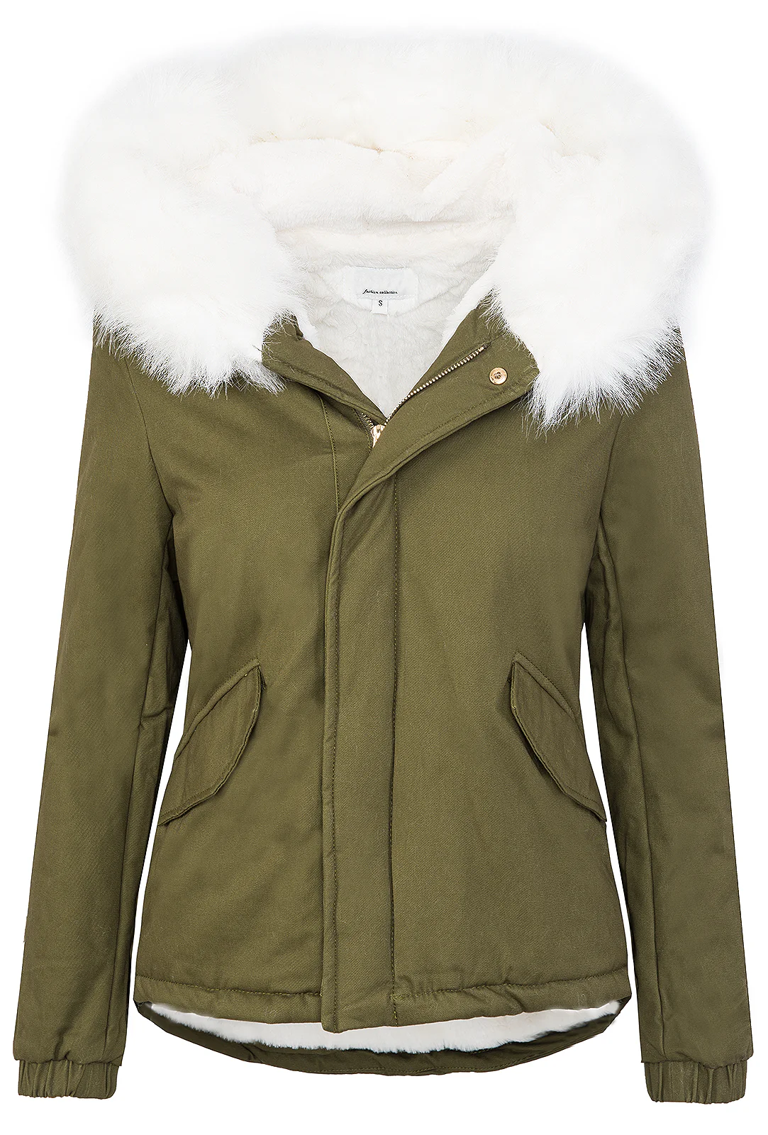 Damen Winterjacke Gefüttert Kapuze mit XXL-Kunstfell D-222 - Image 6