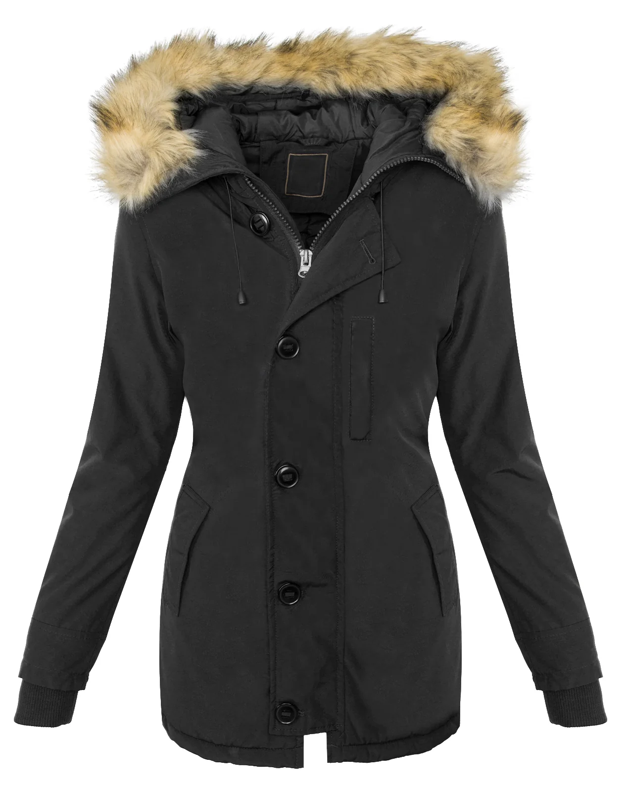 Damen Winterjacke mit Kapuze Kunstfellkragen D-374 - Image 4