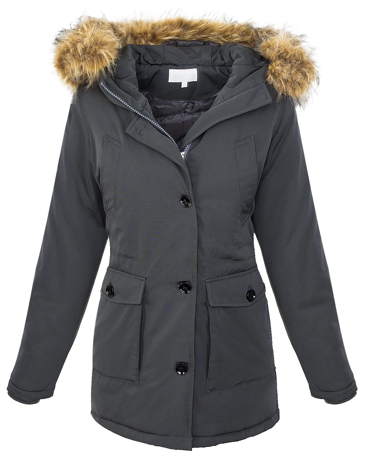 Damen Winterjacke mit Natur Kunst-Fellkragen D-376 - Image 2