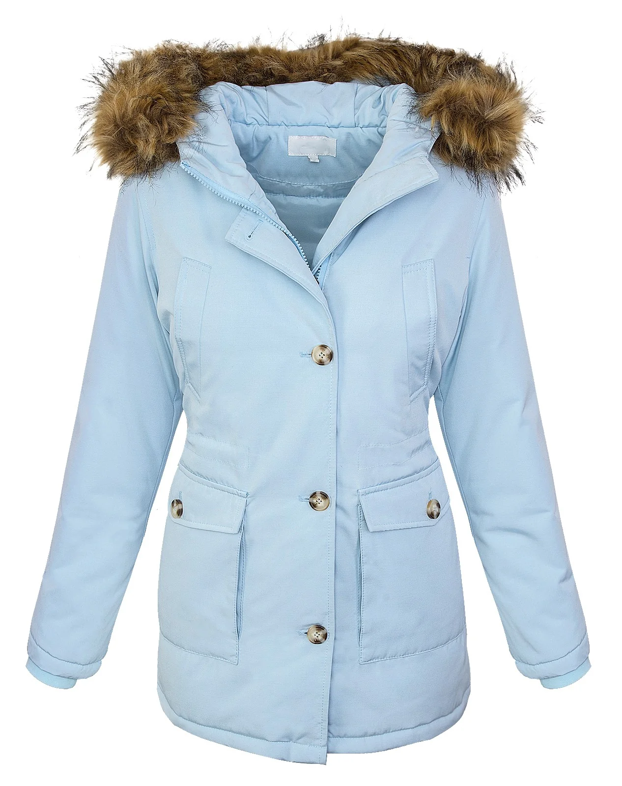 Damen Winterjacke mit Natur Kunst-Fellkragen D-376 - Image 3